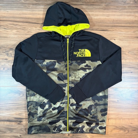 The North Face Other - The North Face Mens Full Zip Hoodie Camo Black Yellow Logo Sweatshirt Size M